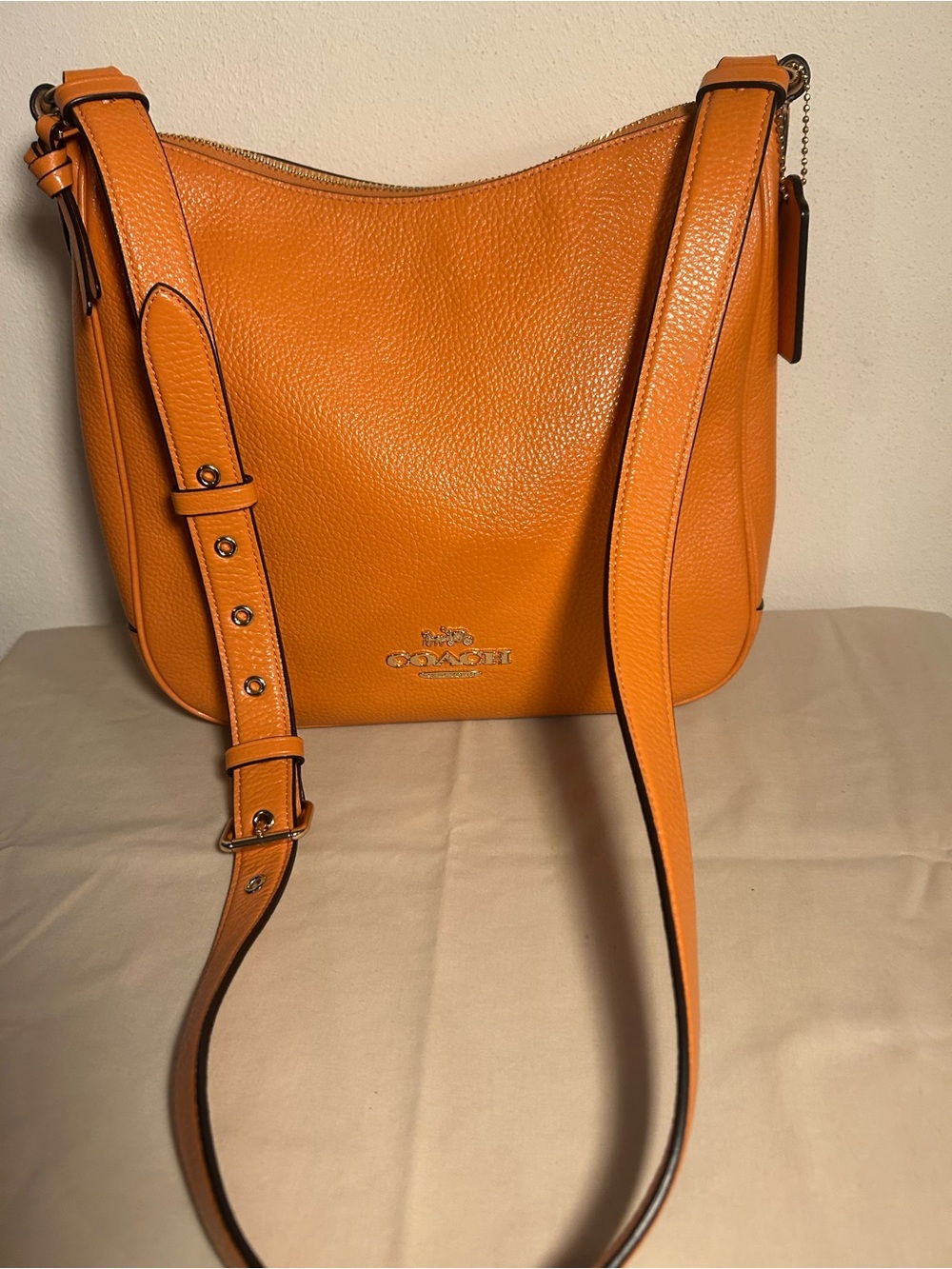 Coach Ellie File Bag Pebbled Leather Crossbody in Candied Orange